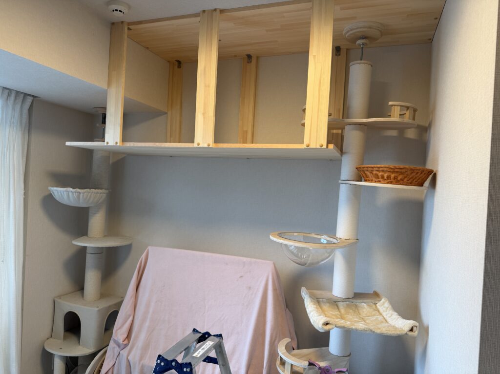 千葉市中央区E様邸で木製のキャットウォ-クを取り付けました。