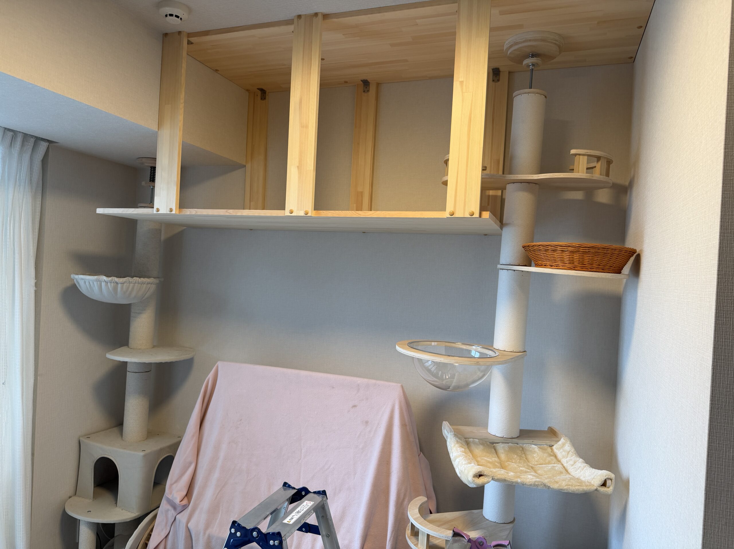 千葉市中央区E様邸で木製のキャットウォ－クを取り付けました。