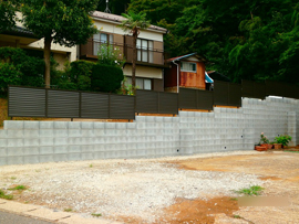 外構リフォーム：ブロックを積み増してアルミ製フェンスを取り付けました　千葉市若葉区